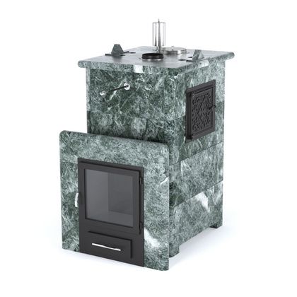 Газовая печь для бани ИзиСтим «Сочи-М2» в кожухе из змеевика в Калуге