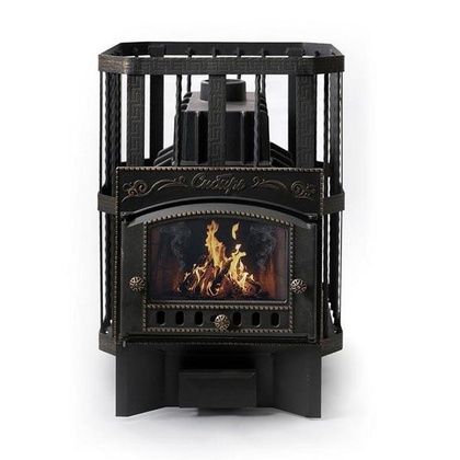 Печь для бани НМК Сибирь «Сибирь-32» каминная дверца кованная сетка, чугун в Калуге