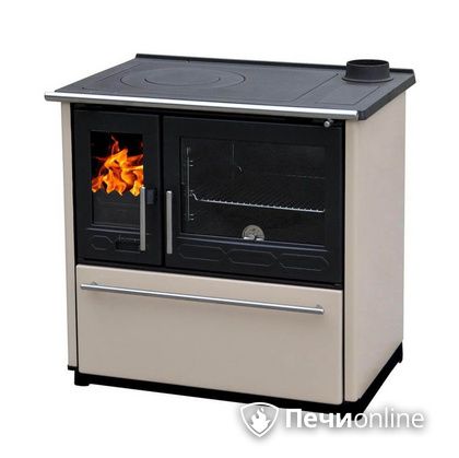 Отопительно-варочная печь Plamen 850 Glas крем труба справа в Калуге