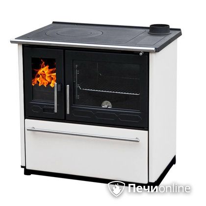 Отопительная печь Plamen 850 Glas белая труба справа в Калуге