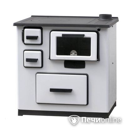 Отопительно-варочная печь Plamen Slavonac белая труба справа в Калуге