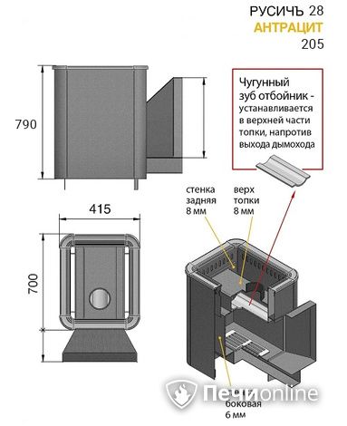 Дровяные печи-каменки Везувий Русичъ Антрацит 28 (205) 2016 в Калуге