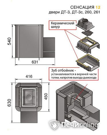 Дровяные печи-каменки Везувий Сенсация 12 Антрацит (ДТ-3С) в Калуге