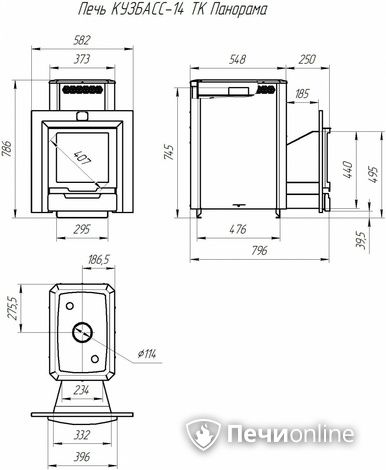 Дровяная банная печь Теплодар Кузбасс-14 ТК Панорама (2018) в Калуге