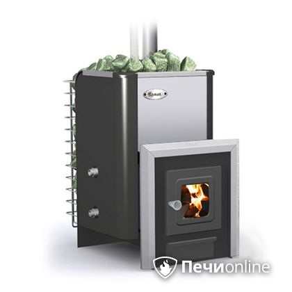Дровяная банная печь Ермак -Элит 16-С стекло нержавеющая сталь в Калуге