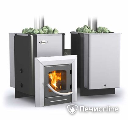 Дровяная банная печь Ермак Элит 16-ПС стекло нержавеющая сталь регулируемый тоннель в Калуге