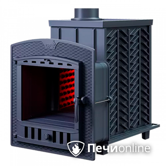 Дровяная банная печь Гефест 25 (П) чугунная дверца с панорамным стеклом в Калуге