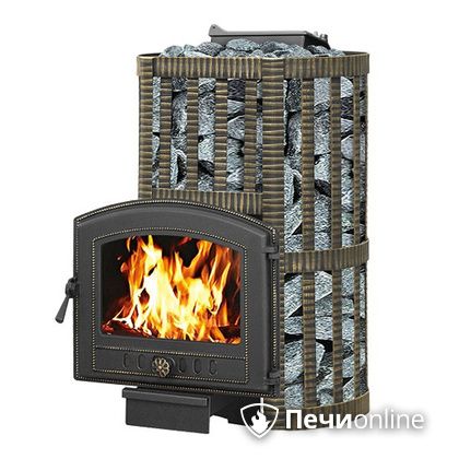 Дровяная банная печь Везувий Ураган Ковка 16 (224) с закрытой каменкой чугун в Калуге
