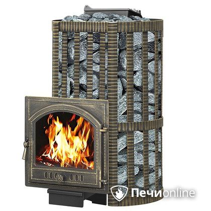 Дровяная банная печь Везувий Ураган Ковка 28  (205) с закрытой каменкой чугун в Калуге