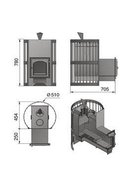 Дровяная банная печь Везувий Скиф Стандарт (ДТ-4С) с парогенератором в Калуге