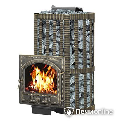 Дровяная банная печь Везувий Ураган Ковка 22 (205) с закрытой каменкой чугун в Калуге