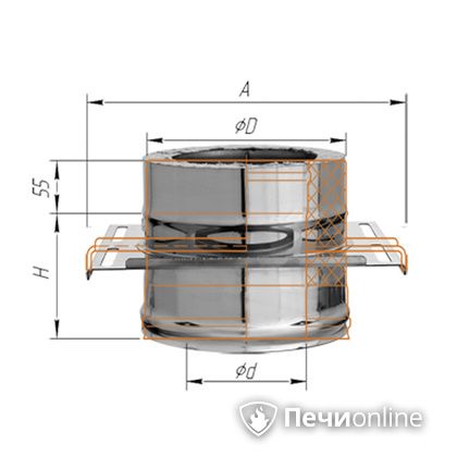 Дымоход Феррум Площадка монтажная  d-200/280 по воде в Калуге