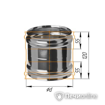 Дымоход Феррум Адаптер ММ для печи нержавеющий 08 d-200 в Калуге