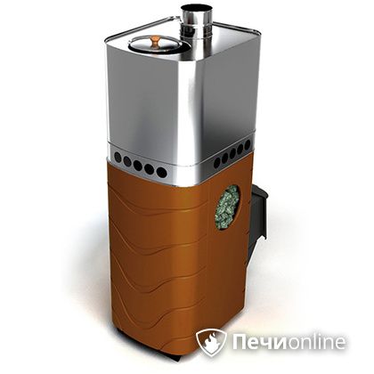 Дровяная банная печь TMF Бирюса 2013 Carbon терракота с закрытой каменкой в Калуге